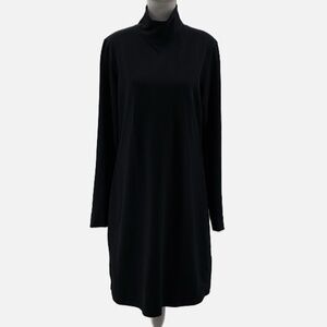 Title Nine Getaway Mock Neck Long Sleeve Stretch Dress in Black - Size Large